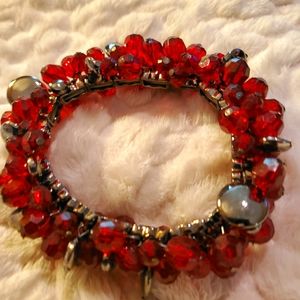 Vintage Bohemian Red and sliver bracelet